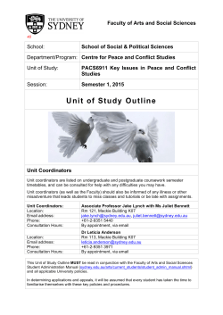 Unit of Study Outline - The University of Sydney