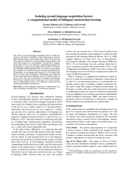 Isolating second language acquisition factors: A computational