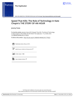 Speed That Kills: The Role of Technology in Kate Chopin`s THE