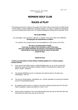 NOMADS GOLF CLUB RULES of PLAY