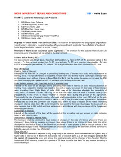 1 MOST IMPORTANT TERMS AND CONDITIONS SBI &ndash; Home Loan