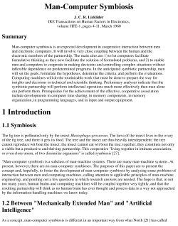 Man-Computer Symbiosis 1 Introduction - DTC-WSUV