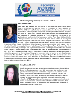 Effective Beginnings: Recovery Conversation Starters Sara Mays BS