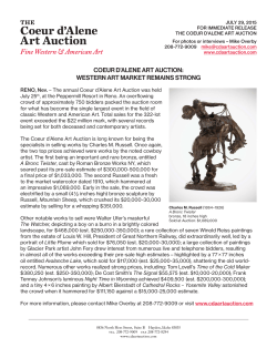 2015 Coeur d`Alene Art Auction - Post Sale Press