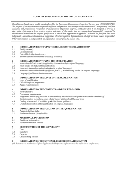 Outline Structure for the Diploma Supplement