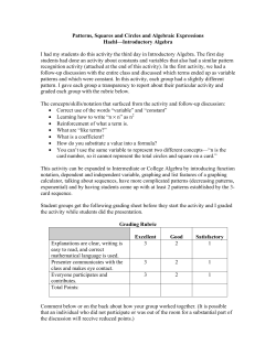 Algebraic Expressions - Murray State University