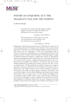 poetry as conjuring act: the franklin`s tale and the tempest