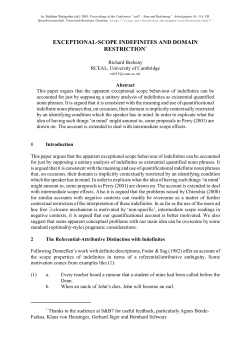 exceptional-scope indefinites and domain restriction