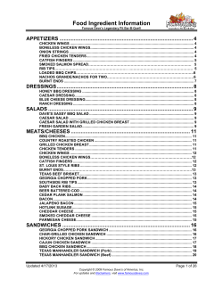 Food Ingredient Information
