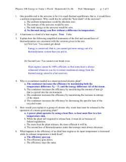 Physics 100 Energy in Today`s World Homework Ch. 4b Prof