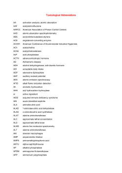 Toxicological Abbreviations