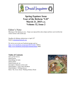 Spring Equinox Issue Year of the Reform &ldquo;LII&rdquo; March 21, 2015 c.e.