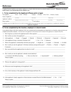 Non-Pastor Reference - Word of Life Bible Institute