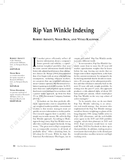 Rip Van Winkle Indexing - The Journal of Portfolio Management