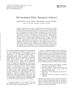 The Incubation Effect: Hatching a Solution?