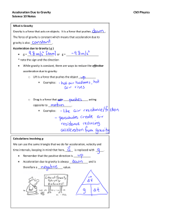 Acceleration Due to Gravity Ch9 Physics Science 10 Notes