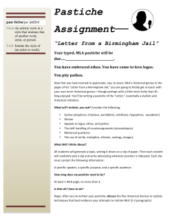 Pastiche Assignment&mdash; &ldquo;Letter from a Birmingham Jail&rdquo;