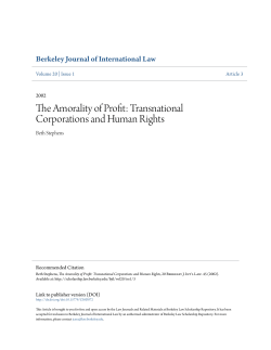 The Amorality of Profit: Transnational Corporations and Human Rights