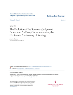 The Evolution of the Summary Judgment Procedure: An Essay