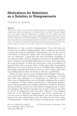 Motivations for Relativism as a Solution to Disagreements