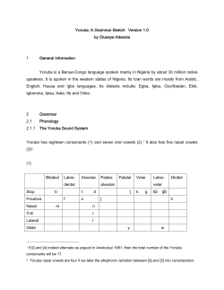 Yoruba: A Grammar Sketch: Version 1.0 by