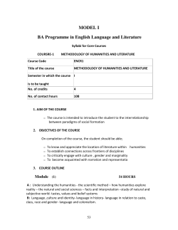 MODEL I BA Programme in English Language and