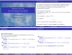 3.3 Logarithms (slides 4 to 1)