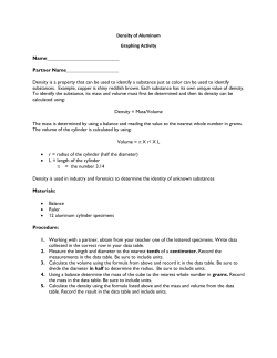 Density of Aluminum Graphing Activity