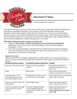 MLA 8th edition Citation Guide