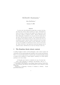 McDowell`s Kantianism