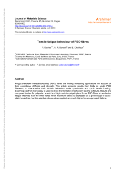 Tensile fatigue behaviour of PBO fibres - Archimer