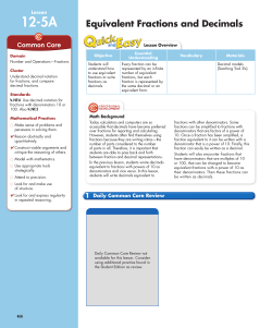 Equivalent Fractions and Decimals