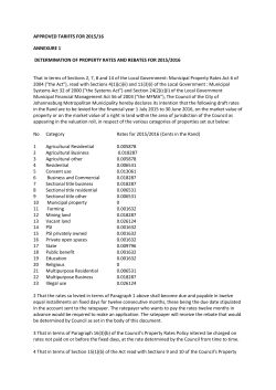 APPROVED TARIFFS FOR 2015/16 ANNEXURE 1