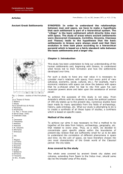 1 Articles Ancient Greek Settlements SYNOPSIS: In order to