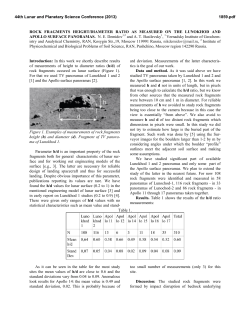 ROCK FRAGMENTS HEIGHT/DIAMETER RATIO AS MEASURED
