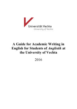 A Guide for Academic Writing in English for Students of Anglistik at