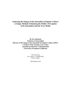 Analyzing the Images of the Journalist in Popular Culture: A Unique