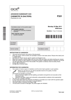 Question paper - Unit F331 - Chemistry for life