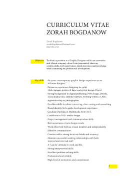 CURRICULUM VITAE ZORAH BOGDANOW