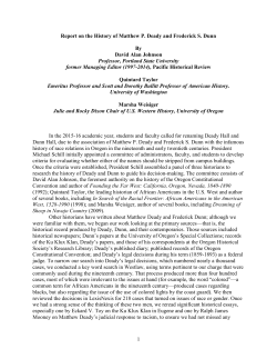 1 Report on the History of Matthew P. Deady and