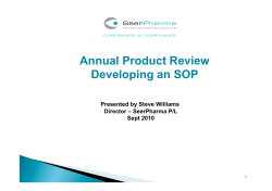 Annual Product Review Developing an SOP