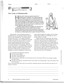 TJi storical Significance The Code of Hammurabi