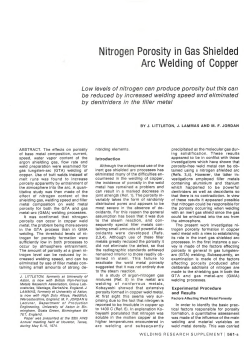 Nitrogen Porosity in Gas Shielded Arc Welding of Copperl