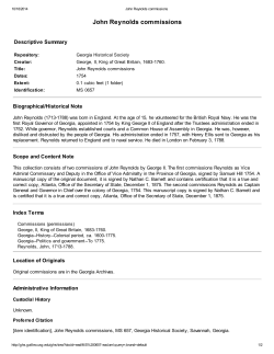 John Reynolds commissions - Georgia Historical Society Finding Aids