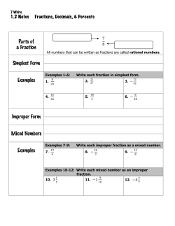 Parts of a Fraction Simplest Form Examples Improper Form Mixed