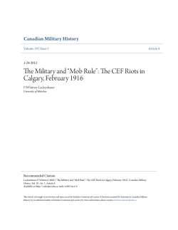 The CEF Riots in Calgary, February 1916
