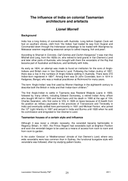 The influence of India on colonial Tasmanian architecture and