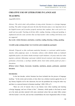 CREATIVE USE OF LITERATURE IN LANGUAGE TEACHING
