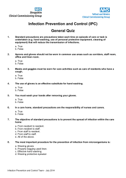 Infection Prevention and Control (IPC) General Quiz