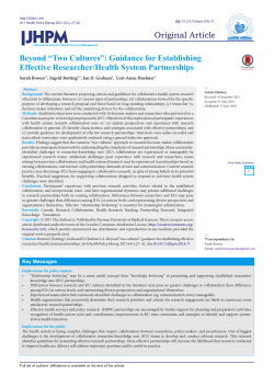 Beyond &ldquo;Two Cultures&rdquo;: Guidance for Establishing Effective